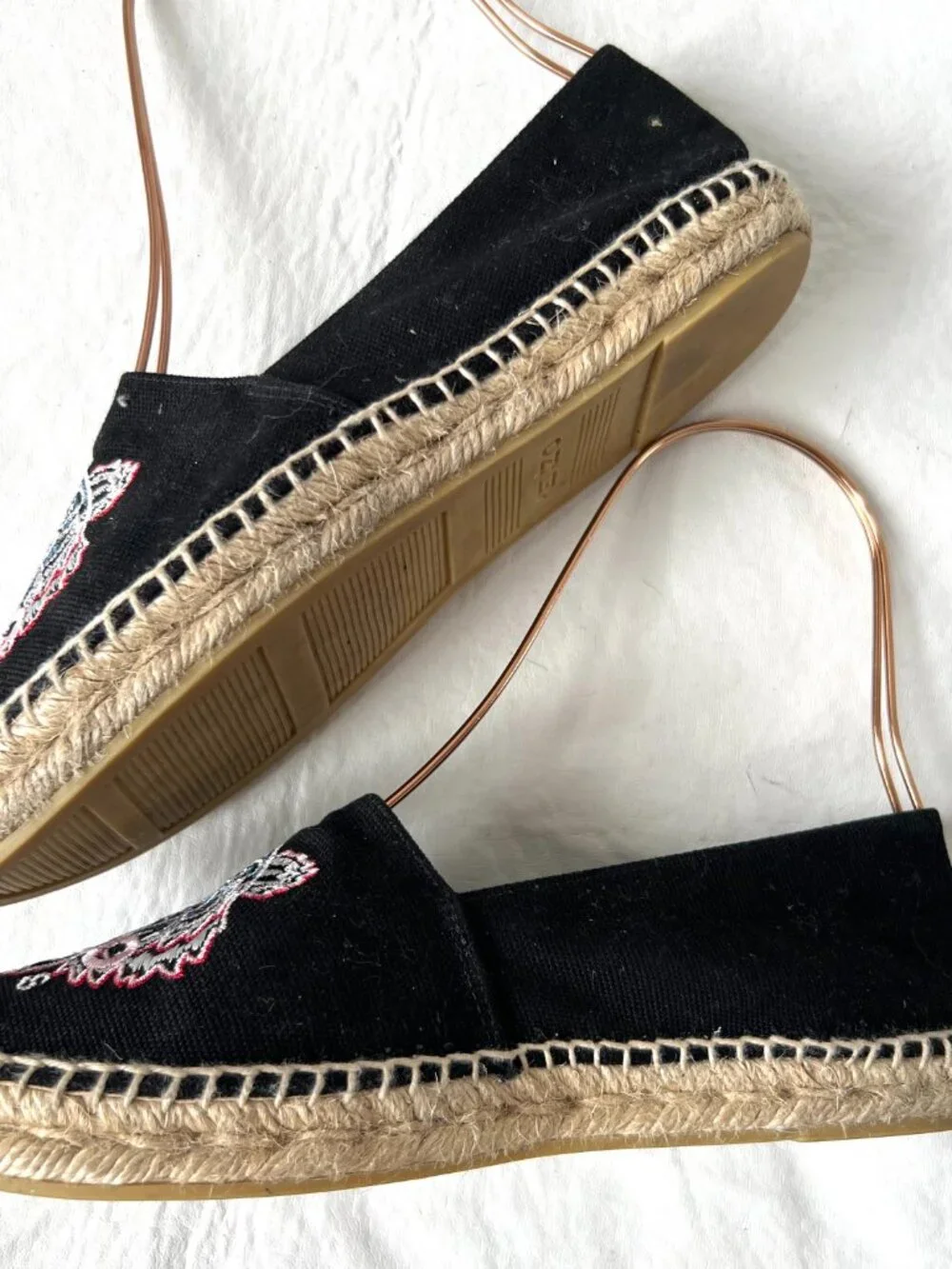 Kenzo Espadrilles Classic Tiger 37 black canvas embroidered slip on shoes flat